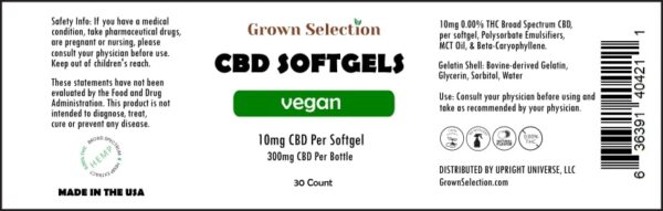 10mg CBD, vegan softgels